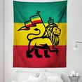 thumbnail image 1 of Rasta Tapestry, Judah Lion a Rastafari Flag Jungle Reggae Theme Art Vivid Colorful Print, Fabric Wall Hanging Decor for Bedroom Living Room Dorm, 5 Sizes, Yellow Black, by Ambesonne, 1 of 1