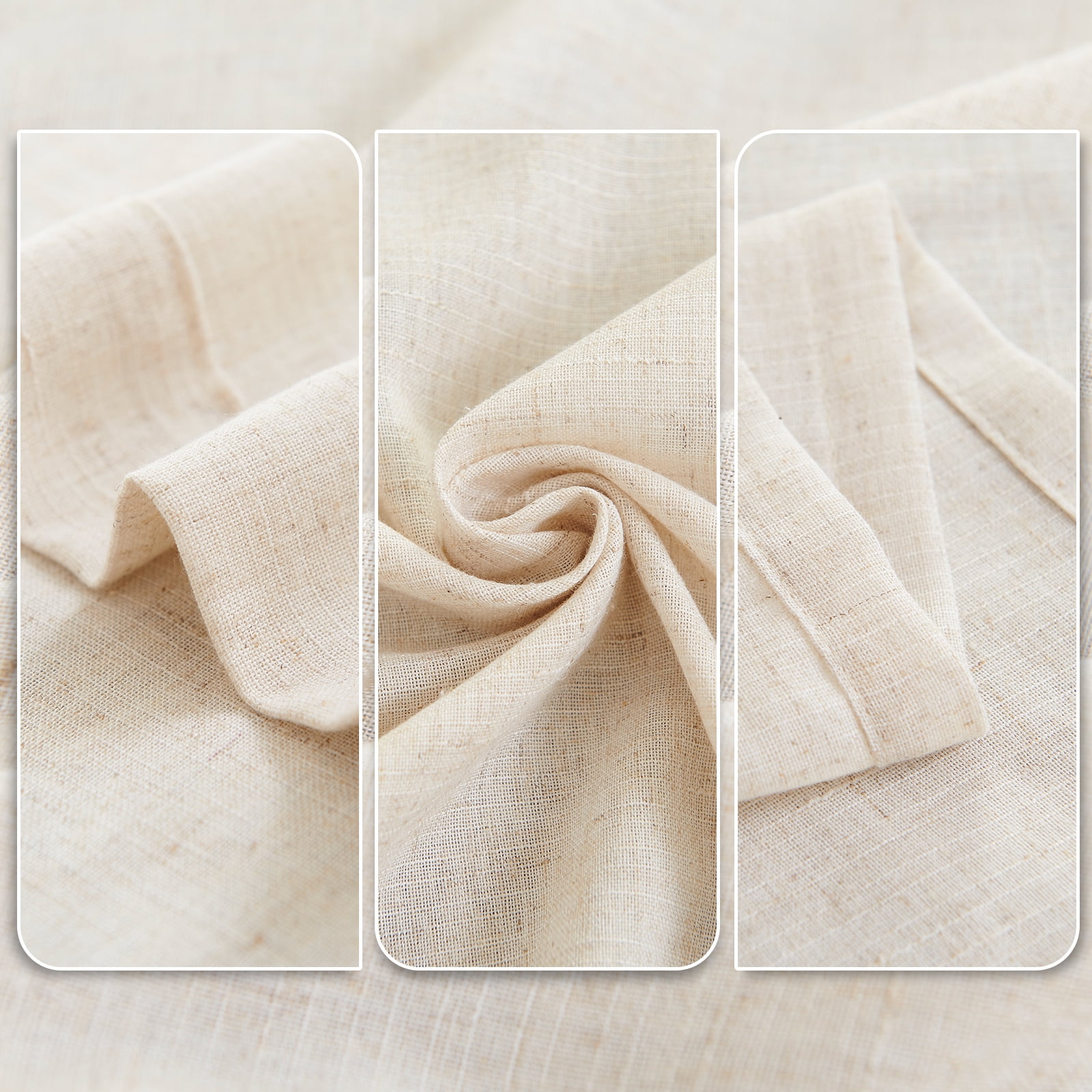 Curtainking Linen Curtains 84 Inch Length for Living Room Farmhouse Rod Pocket Back Tab Light Filtering Window Drapes for Bedroom Curtains Crude 2 Panels Biege