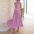 thumbnail image 4 of Ruyang Women Boho Summer Dresses 2024 Crew Neck Sleeveless Cutout Waist Casual Party Tiered A Line Mid Length Dress, 4 of 9