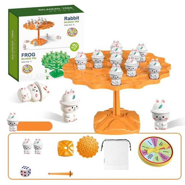 XFGOU Puzzle games Toys and Hobbies Frog Rabbit Astronaut Bal Tree Children's Toy Focus Training Folding Music Two Person Interactive Ba Board Game Education