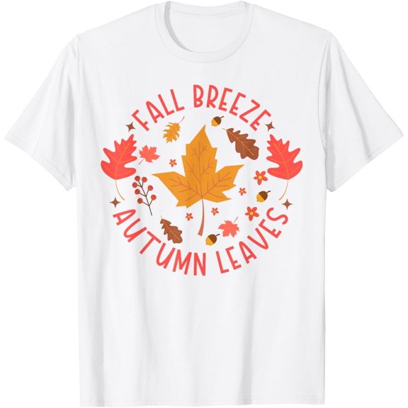Fall Breeze Autumn Leaves Cute Maple Leaf for Women Girls T-ShirtMen's and women's pure cotton short-sleeved shirts