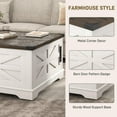 thumbnail image 6 of ANPOO 36” Square Lift Top Coffee Table with Power Outlets & Movable Wheels, Farmhouse Coffee Table w/Large Hidden Storage, Multi-Function Lift Wood Center Table for Home, Office,Rustic White, 6 of 9