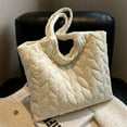 thumbnail image 2 of Bolsos Acolchados para Mujer Bolso Con Asa Superior Nylon Elegante para El (Beige), 2 of 8