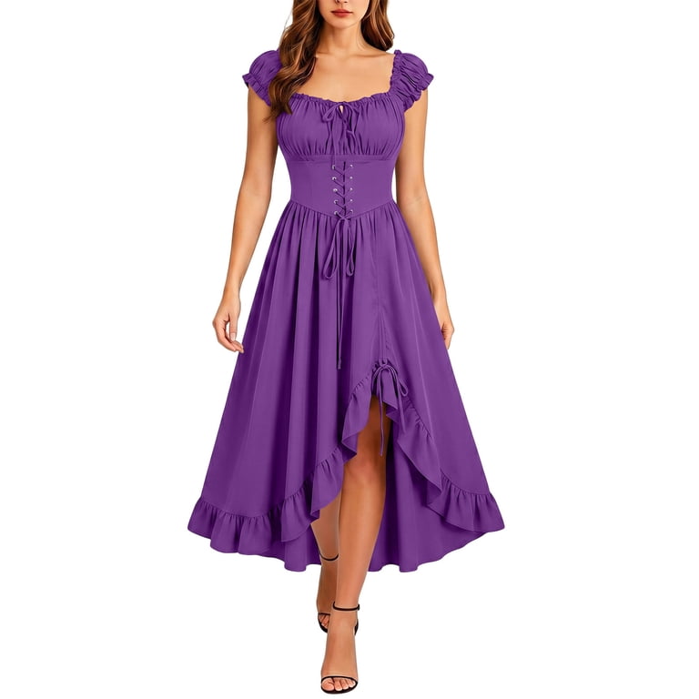 Eye-Catching Sleeveless Gothic Tie Detail Halloween Dress Up Party Look Gothic Masquerade Ball Gown Spooky Soiree Costume Style Summer Gothic Dress for Women