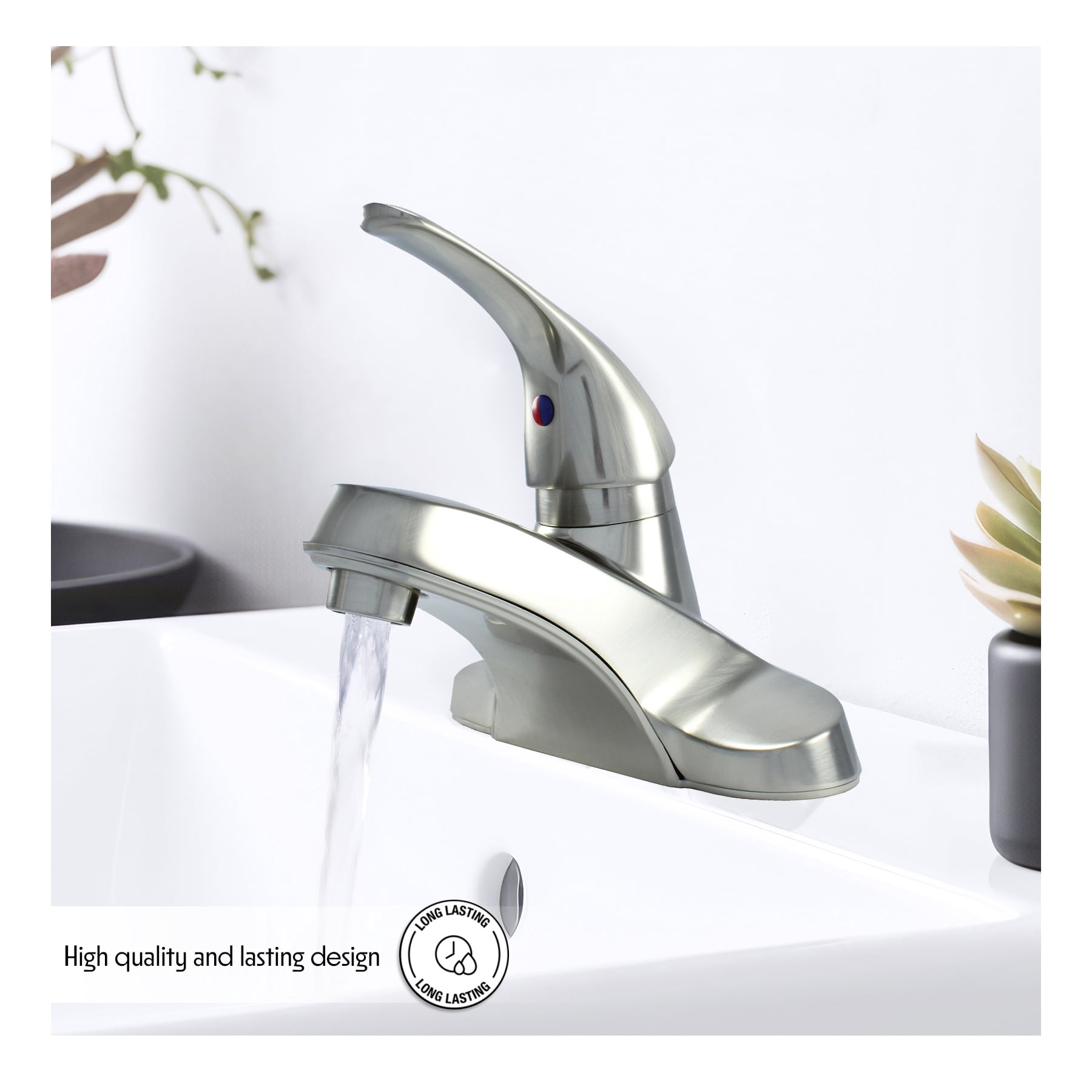 WMF-4316ZLP-BN - Hybrid Metal Deck Lavatory Bathroom Faucet, Single Handle Pop-up Included