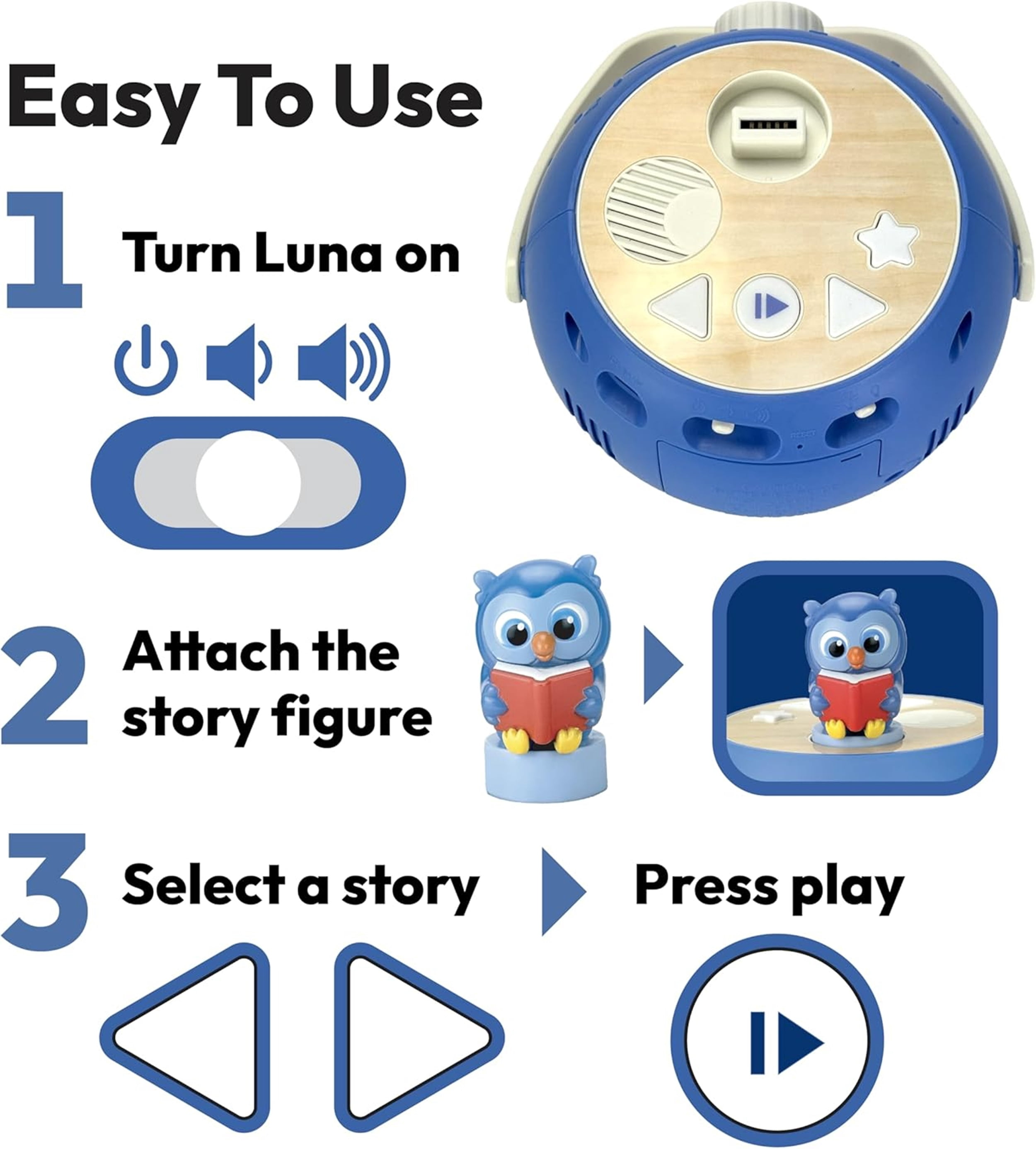 Luna Daniel Tiger Figurine Cartridge with 5 Stories and 5 Songs, Ages 3+ Compatible with Storytime Projector