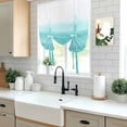 thumbnail image 6 of Aqua White Gradient Tie Up Curtain 63 Inches Long, Abstract Ombre Texture Modern Art Balloon Style Kitchen Window Curtain Over Sink, Small Window Rod Pocket Curtain 46"x63", 6 of 9