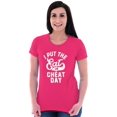 thumbnail image 4 of I Put Eat In Cheat Day Funny Foodie Womens Slim Fit Graphic Tee Brisco Brands X, 4 of 5