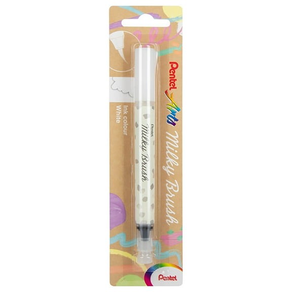 Pentel Arts Milky Brush Pen, White Ink, 1-Pack