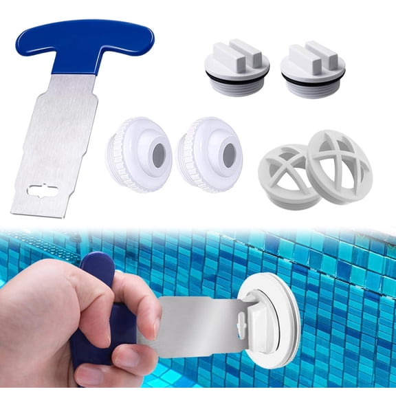 Upgraded Pool Plug Removal Tool with Rubber Handle,Metal Pool Eyeball Seat Removal Tool Compatible for Hayward Hydrostream SP1419A~SP1419E & 1.5"Pool and Spa Jet