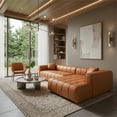 thumbnail image 2 of Adelyn Modern Living Room Faux Leather Corner Sectional Sofa in Cognac Tan, 2 of 6