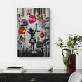 thumbnail image 4 of HFDF Canvas Prt Wall Art Banksy Girl Heart Street Art Graffiti & Street Art Urban Architecture Cityscape Grunge Dark Illustrations Modern Art Decorative Abstract Geometric for - 8x10inch Framed, 4 of 6
