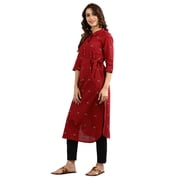 Collar Yarn-dyed Kurta - Jester Red-Small