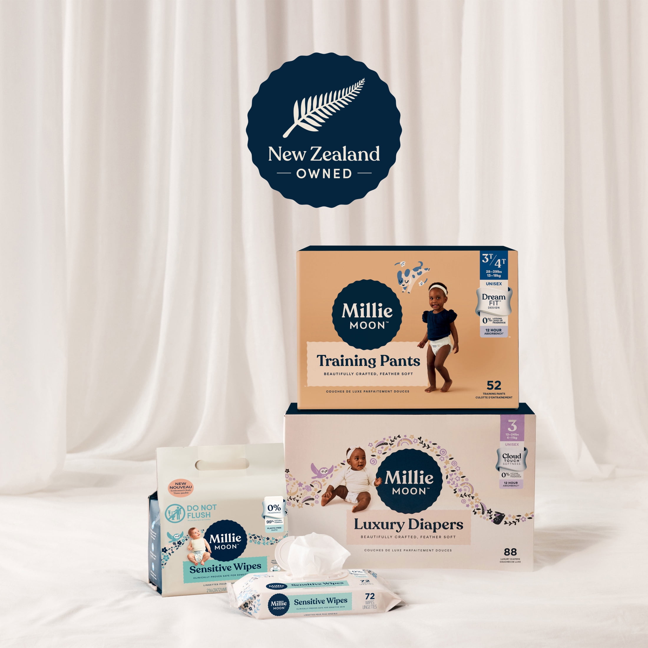 Millie Moon Luxury Diapers, Size Newborn, 96 Count