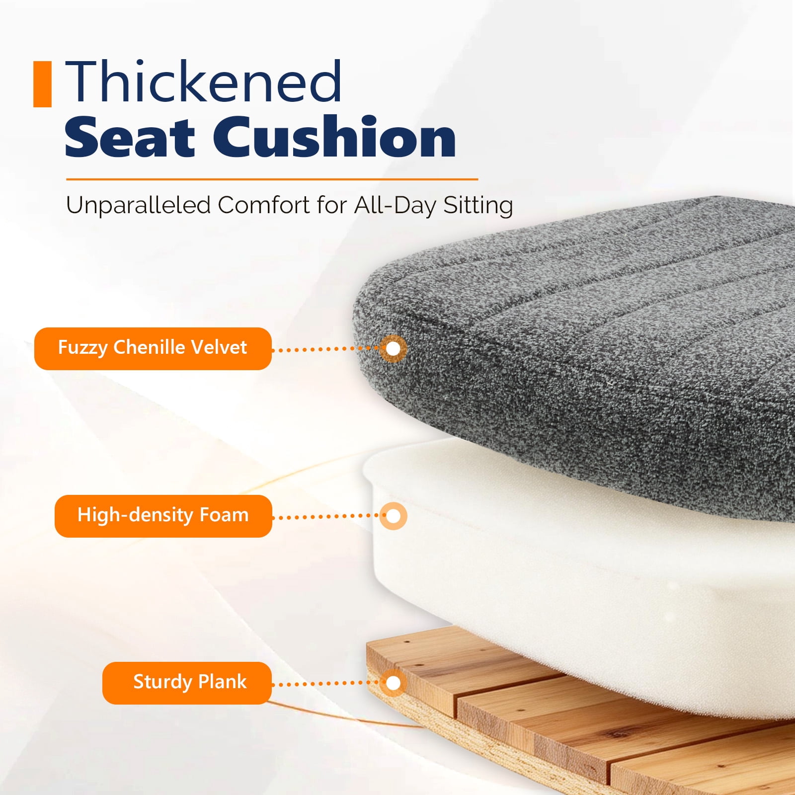 Ktaxon Office Chair with Chenille Fleece Upholstery, Flip-Top Armrest Desk Chair on Metal Star Base, Adjustable Height & Quiet Casters for Home Study Gray