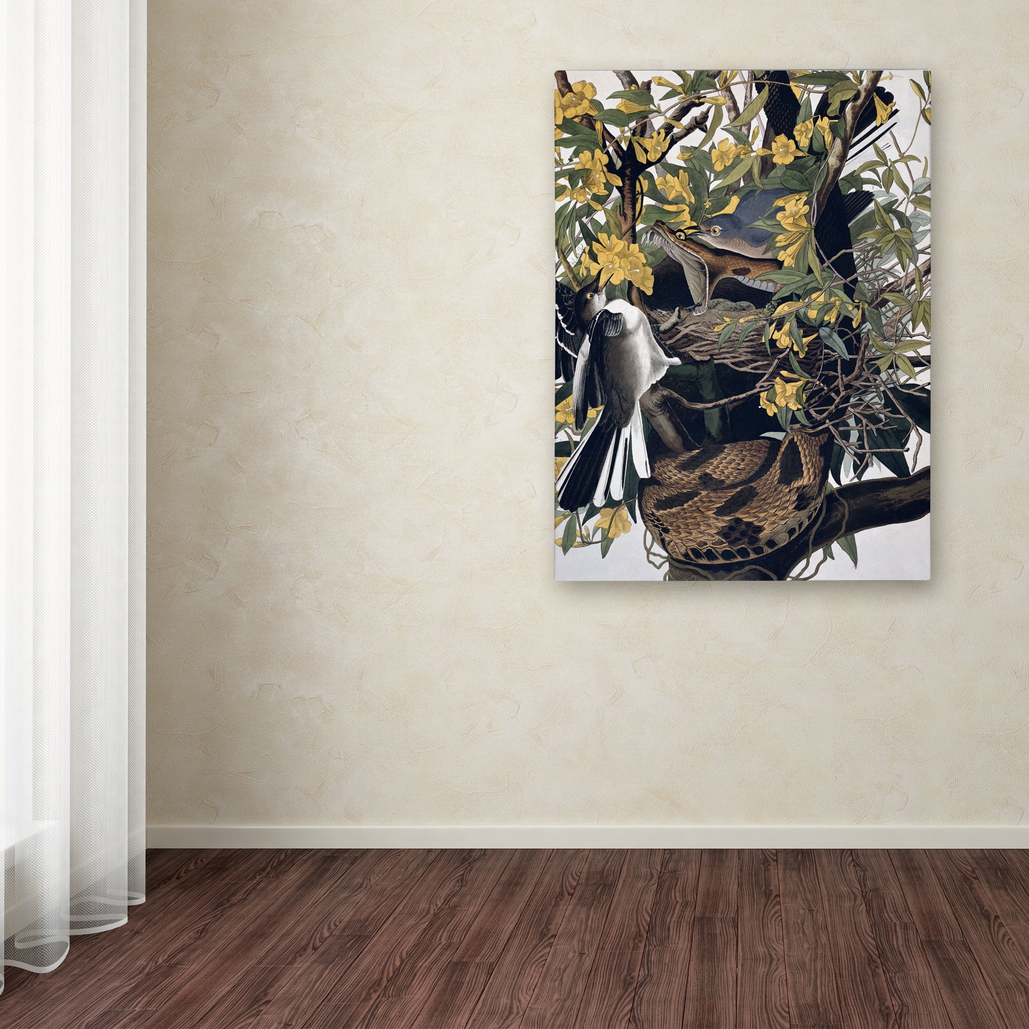 Trademark Fine Art "Mocking Birds and Snake" Canvas Art by John James Audubon