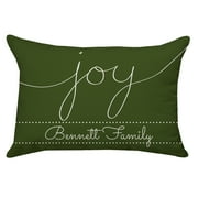 Personalized Joy Green Poplin Throw Pillow 14 X 20