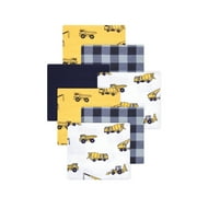 Little Treasure Hudson Baby Boys Cotton Poly Flannel Receiving Blankets 7-Pack, Yellow Construction, 30x30 inches