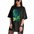 thumbnail image 3 of Plus Size Shirt for Women Black Tops for Women Short Sleeves Shirt for Women Leaves T Shirt Crewneck Shirt for Women L, 3 of 5