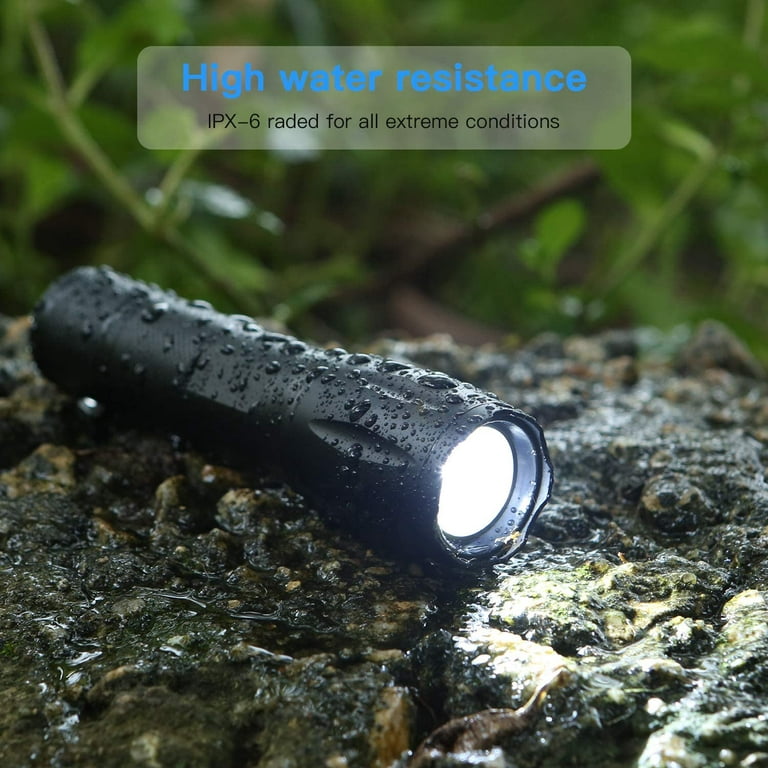 800 Bright Zoomable, and LED (Black) Handheld Camping, for Hunting Waterproof, of Flashlight Pack with Flashlights, Modes, XML-T6 3 Flashlight Fishing Outdoor 5 Ultra Small Lumen Tactical
