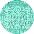 thumbnail image 1 of Ahgly Company Machine Washable Indoor Round Persian Turquoise Blue Traditional Area Rugs, 5' Round, 1 of 4