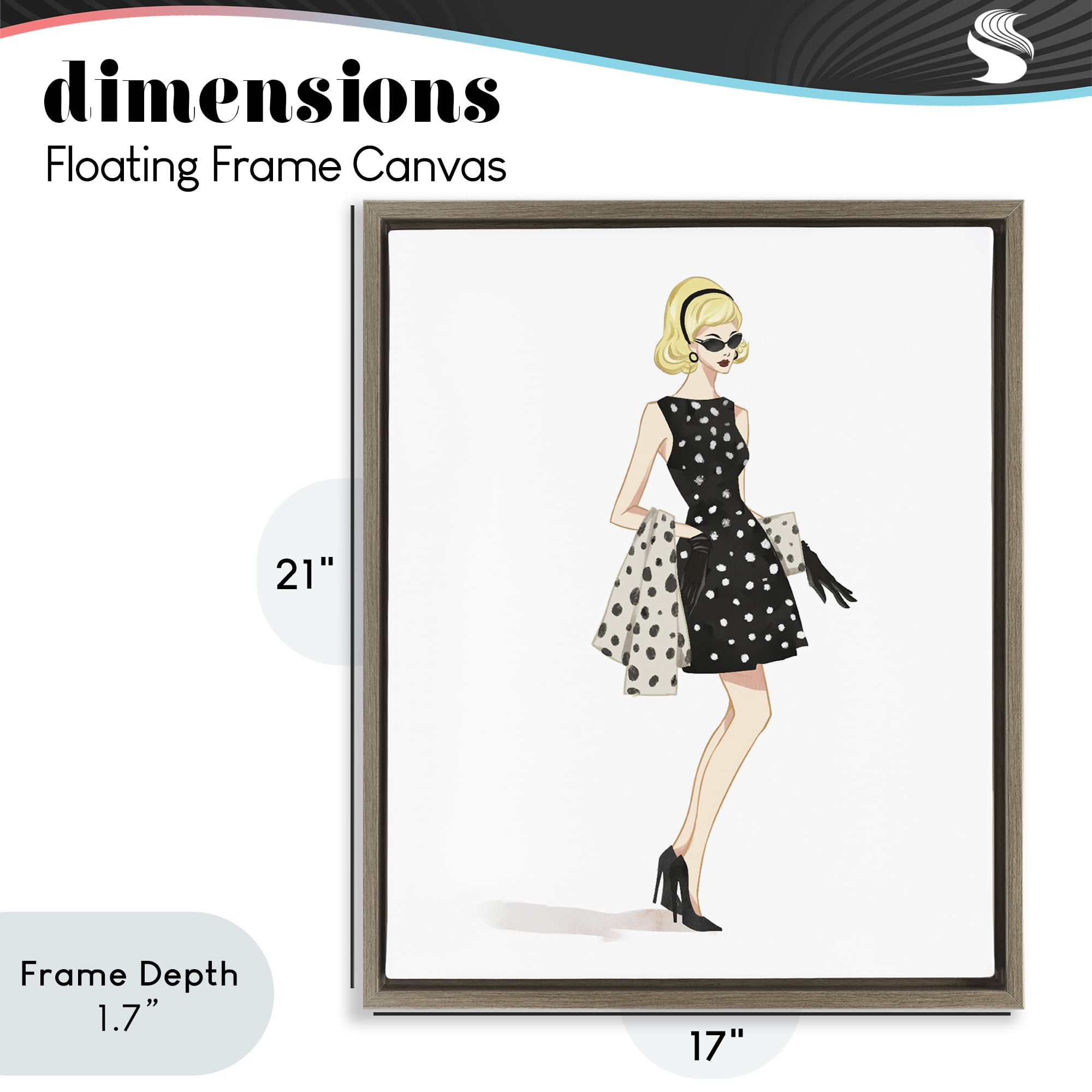 Stupell Industries Feminine Retro Fashion Brown Framed Floater Canvas Wall Art, design by Ziwei Li