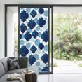 thumbnail image 4 of Navy Blue Geometric Moroccan Window Privacy Film, Abstract Art Blue Ombre Modern Static Cling UV Sun Blocking Tint Film Heat Control Windows Films for Bedroom Bathroom, Window Stickers 35.4"x78.7", 4 of 8