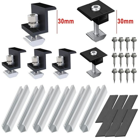 

Pv Solar Module Bracket Mounting Rail Rail Flat Roof End/Middle Clamp Set