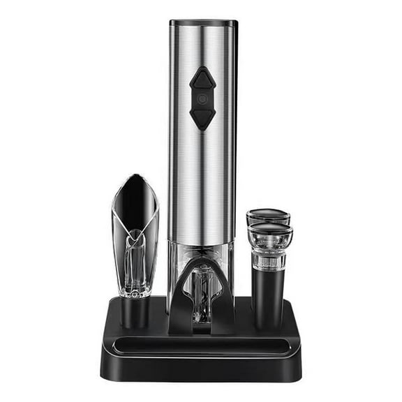 PRCMISEMED Silver  Electric Wine Bottle Opener Set  Family Party, Battery Installe  Stainless steel