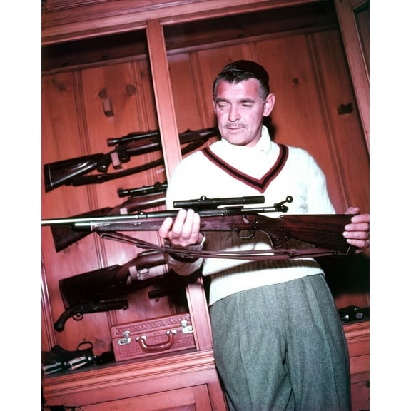 Clark Gable posing with rifle gun collection rare 24x36 Movie Poster HD Aluminum Wall Art