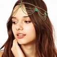 thumbnail image 5 of Boho Head Chain Gold Fringe Layered Hair Chain Tiara Turquesa Frente Correa Moda Gypsy Outfit Adepaton Collares, 5 of 5