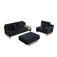 thumbnail image 5 of Modular Velvet Sectional Sofa with Storage Ottoman, USB Ports & Charging Outlets in Black, 5 of 8
