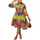 thumbnail image 3 of Vestido de cóctel de fiesta informal con estampado de moda para mujer con mangas 3/4 y solapa, 3 of 5