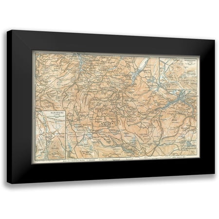 Baedeker 14x10 Black Modern Framed Museum Art Print Titled - Harzburg Wernigerode Germany - Baedeker 1914