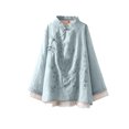 thumbnail image 2 of ICHUANYI Women's Floral Embroidered Tops Peasant Blouses Long Sleeve Button Up Shirts Retro Button Long-Sleeved Top, 2 of 6