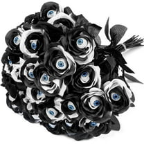 20 Pcs Halloween Artificial Roses Flowers Bouquet with Gothic Flowers Fake Realistic Roses Dead Flowers for Party Arrangements Wedding Home Decor Costume DIY Project (Black,Eyeball)
