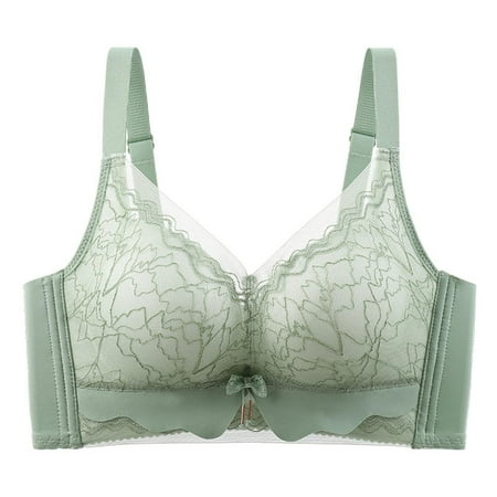 SMihono Women s Full Coverage Minimizer Lace Bra No Underwire Padded Soft Everyday Bras Mesh Embroidery T Shirt Bralette Green XL