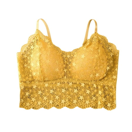 

Nursing Bras Fashionable Solid Color Trackless Gathering No Underwire Bra for Womens Yellow One Size