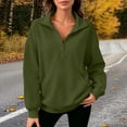 thumbnail image 2 of hoksml Women's Collared Sweatshirt, Half Button Long Sleeve Pullover Top with Pockets, Loose Fit Solid Color Casual, 2 of 8