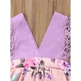 thumbnail image 4 of Gureui Matching Clothes for Girls and Sisters Outfit Sleeveless Deep V-neck Floral Print Dress Romper Lace Flower One-Pieces Jumpsuits, 4 of 8