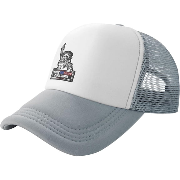 Make America Punk Again Slogan Unisex Adult Adjustable Mesh Hats Baseball Hat Trucker Cap for Men Women Gray