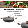 thumbnail image 3 of Hamilton Beach 4.5 Quart Nonstick Marble Coating Even Heating Round Beach Low Oven Pot with Glass Lid and Wooden Like Soft Touch Handle, Dutch Oven Pot, Braising, Roasting, 3 of 7