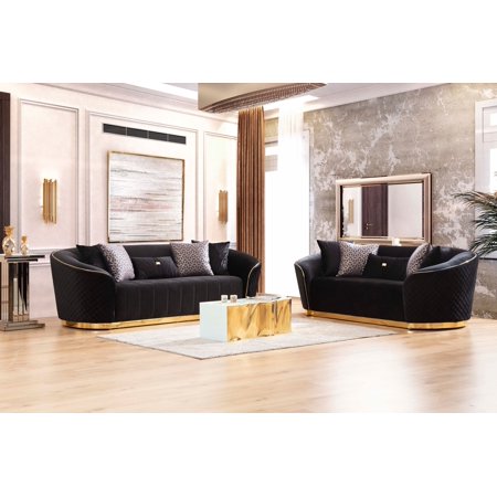 Fania Black Velvet Living Room Set