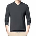 thumbnail image 1 of pstuiky camisas de manga larga para hombre, Camisa informal de manga larga con cuello en V y botones de color liso para hombre Tops casuales para hombres m, 1 of 4