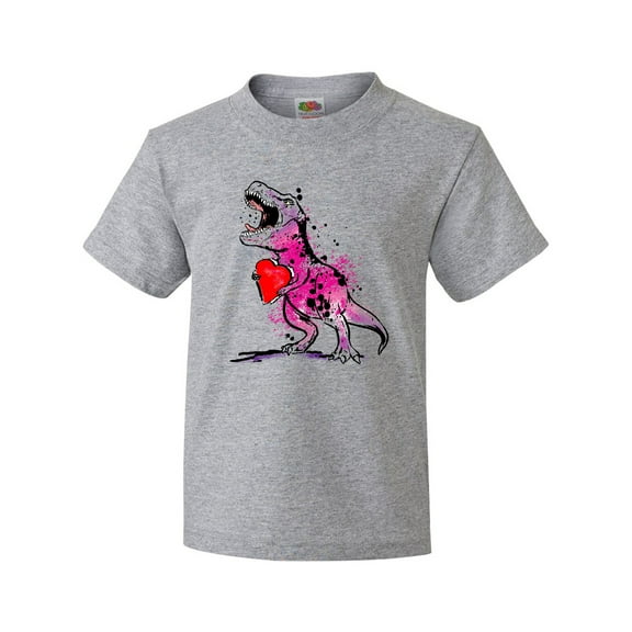 Inktastic Valentine's Day Graffiti T-rex with Heart Shaped Candy Box Youth T-Shirt