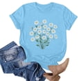 thumbnail image 5 of Jienlioq Hauts d'Été pour Femmes T-shirt Imprimé Col Rond Manches Courtes Bleu Ciel TG, 5 of 5