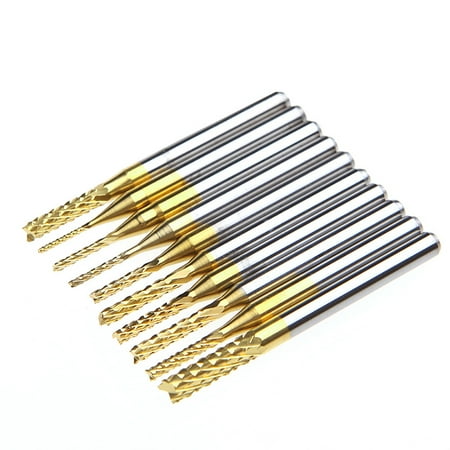 

10Pcs 1/8 0.8-3.175mm PCB Drill Bit Engraving Cutter Rotary CNC End Mill Set