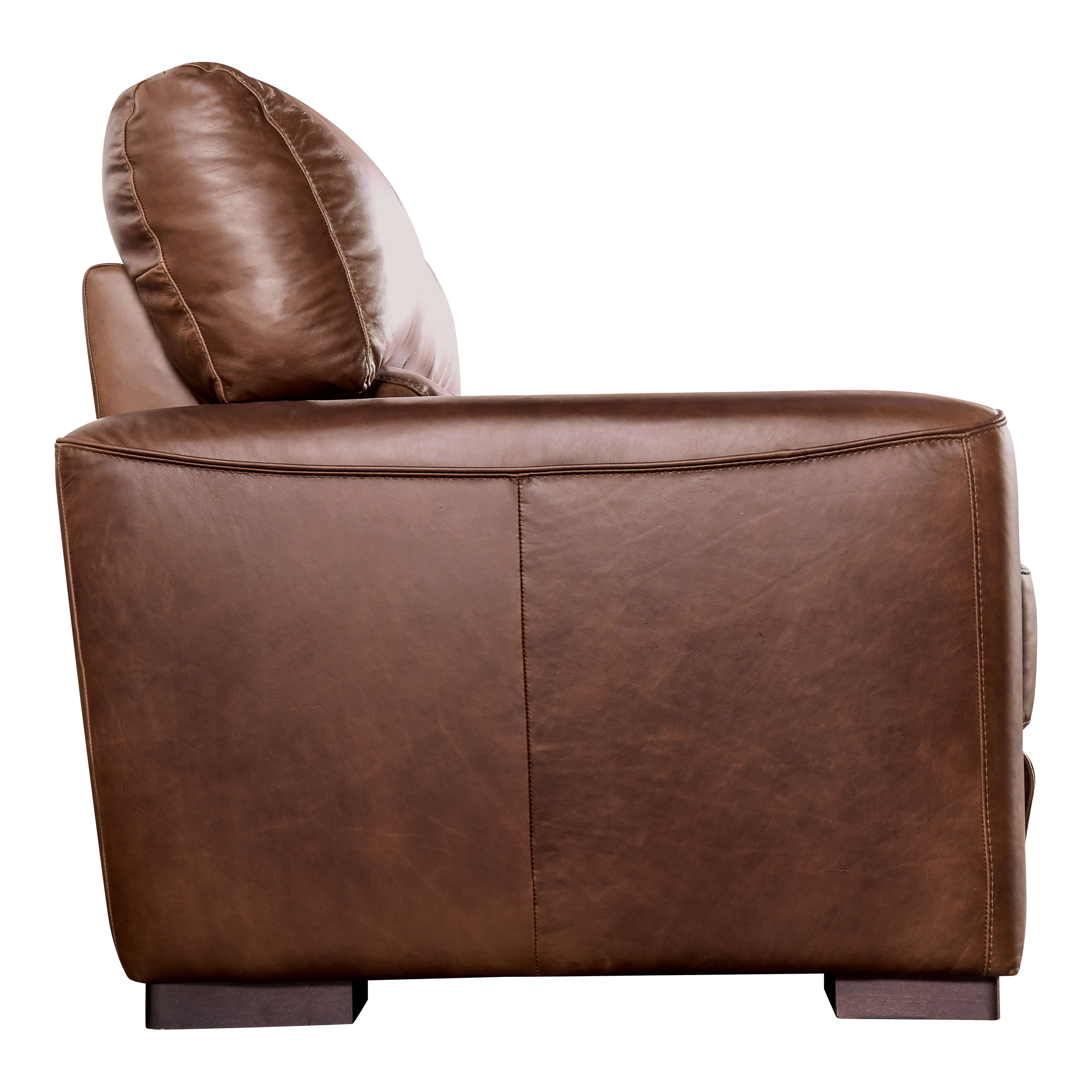 Furniture of America Copell Transitional Leather Upholstered Indoor Loveseat, Cognac
