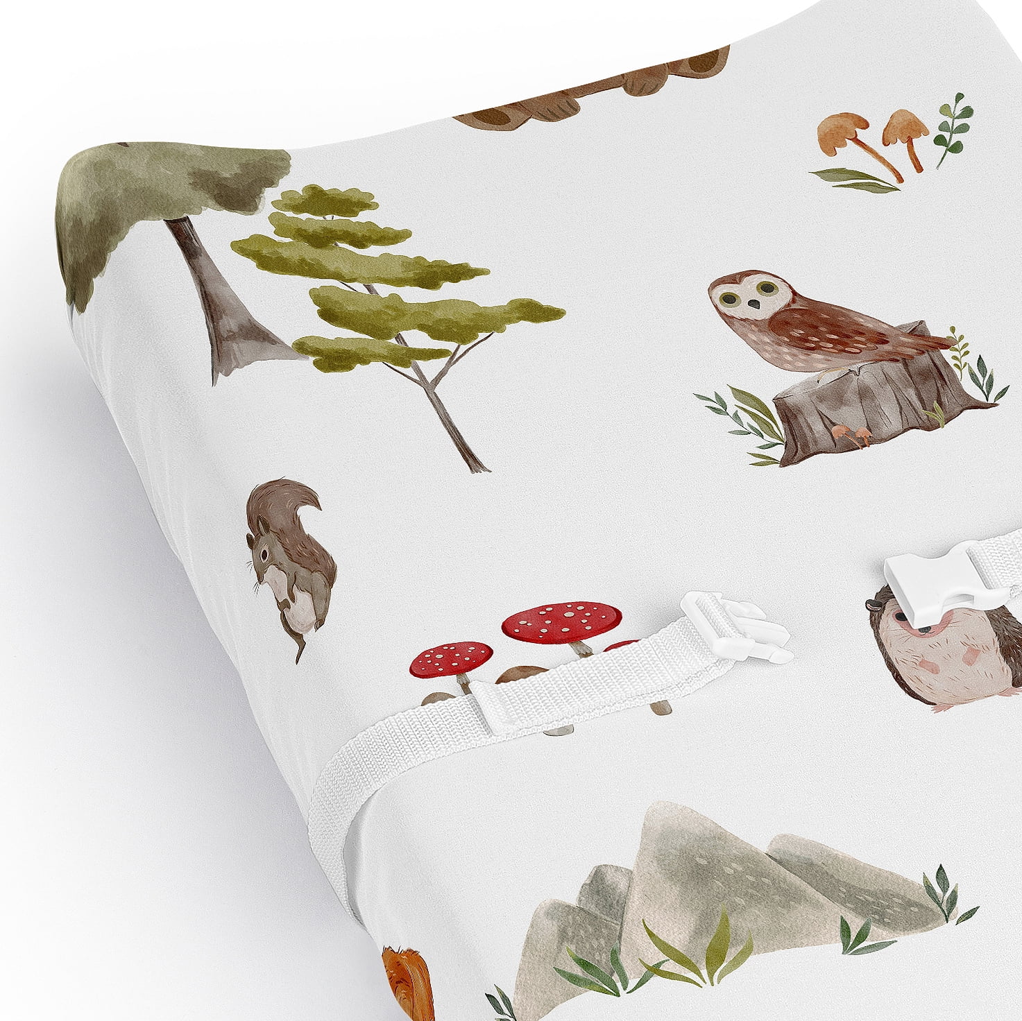 Sweet Jojo Designs Watercolor Woodland Forest Animals Boy Girl Gender Neutral Unisex Changing Pad Cover Sheet