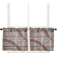 thumbnail image 1 of Baseball Valances for Windows,American Sports Kitchen Curtains,Bathroom Curtains Window Rod Pocket Short Curtains,Kitchen Window Curtains Over Sink,2PCS Small Window Curtains,Valances for Kitchen, 1 of 5